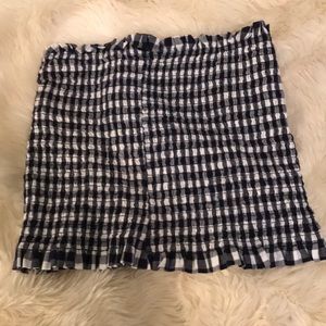 Navy Plaid Tube Top